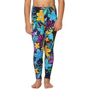 Merry Style Meisjes Lange Legging - van Katoenen - Vrijetijdsbroek - Sport - MS-MS10-337-LE-new - Blauw/Vogels Blumen - 110