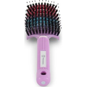 Trendees - Anti-Klit Haarborstel - Roze/Blauw/Paars- Hoofdhuid Verzorging - Curved