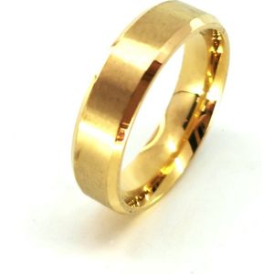 RVS - goudkleurig - ring - maat 23 - Prachtig chique ring voor dames en heren.