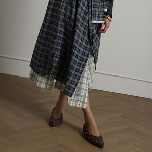 Manfield - Bruine Suède Loafers - Dames - Met Studs