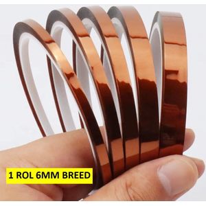 Actie4you® - Hittebestendige Tape – 6mm - 30 Meter – Polyamide