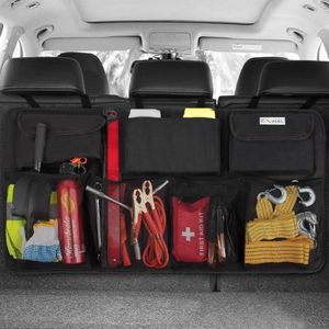 Kofferbakorganizer, multi-opbergtas voor auto met gaasvakken, kofferbaktas, zwart