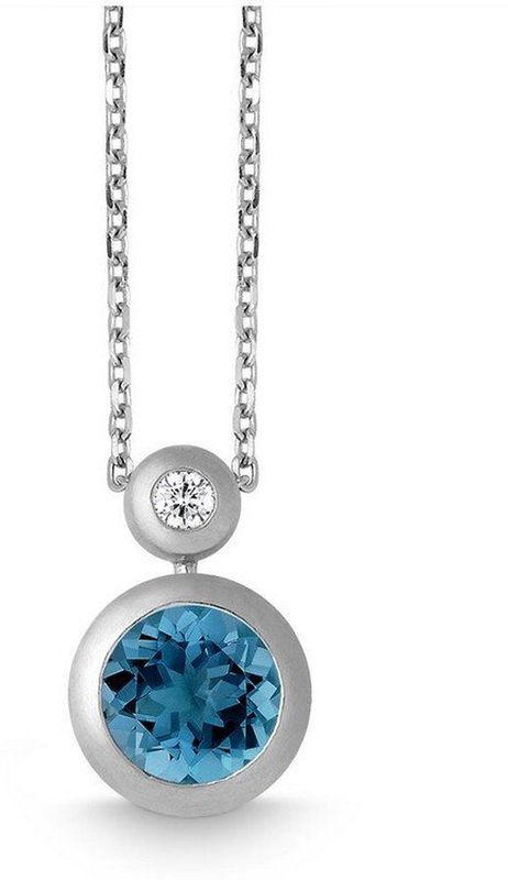 Quinn - Halskettingen - Zilver - 950/- - Blauwe Topaas - Ø 6mm - Facetgeslepen