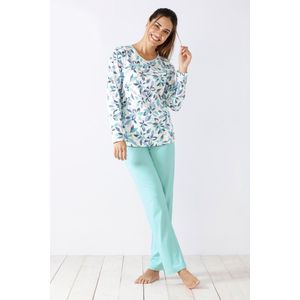 Bloemen dames pyjama Hajo - Blauw - Maat - 40/42