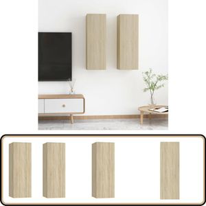 vidaXL Tv-meubels 2 st Sonoma Eiken 90 cm Tv Meubel - Wandkast - Televisiescherm - Livingroom Furniture - Houten Kast