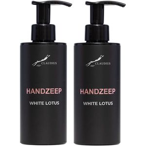 Handzeep White Lotus 300 ml - met pomp - zwarte fles - set van 2 stuks
