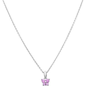 Lucardi Kinder Zilveren kinderketting met hanger vlinder zirkonia - Ketting - 925 Zilver - Zilverkleurig - 40 cm