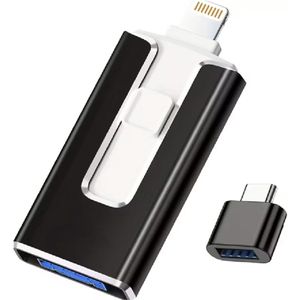 Vyzio - 3-in-1 USB Stick - 128GB - Lightning + Micro USB + USB-C - Voor iPhone & Android - Zwart - DATAFLEX
