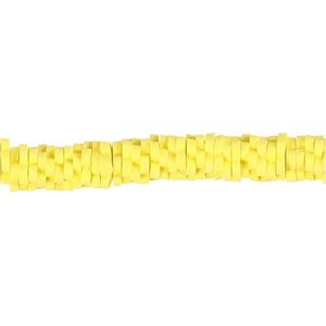 Klei kralen, d: 5-6 mm, gatgrootte 2 mm, geel, 175stuks