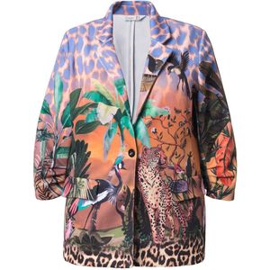 MIAMODA - Dames - Scuba-blazer classic fit safariprint - Zacht amber - Maat 60