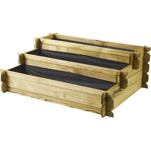 Plantenbak 3 Verdiepingen met Worteldoek Grenen 80 x 100 cm