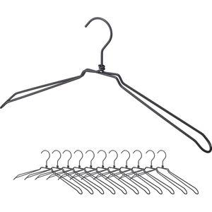 Metalen Kledinghangers 12 Stuks voor Jassen & Blouses - Industrieel Design - 45 cm - Zwart kledinghangers