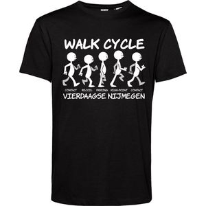 T-shirt Walk Cycle | Vierdaagse shirt | Wandelvierdaagse Nijmegen | Roze woensdag | Zwart | maat XXL