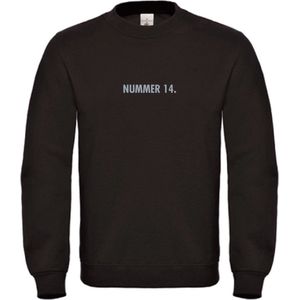 Sweater Zwart XL - nummer 14 - grijs - soBAD. | Sweater unisex | Sweater man | Sweater dames | Voetbalheld | Voetbal | Legende