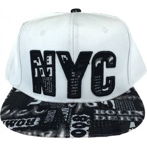 Versoli® Jordan Collection - 6 Panel - Snapback - Baseball Cap - NYC - SK 1 - One Size - Wit - Zwart