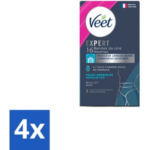 Veet Expert Koude Waxstrips Bikini Sensitive 16 stuks per verpakking - Voordeelverpakking - 4 stuks