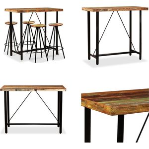vidaXL Barset massief gerecycled hout 5-delig - Bar Set - Bar Sets - Bar Tafel En Kruk - Bar Tafels En Krukken