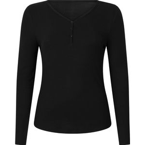 Hunkemöller - Pyjamatop - Zwart - Lange Mouwen - Henley