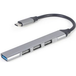 Gembird USB C HUB - 4 poort - 1 x USB 3.1 + 3 x USB 2.0 - Geschikt voor Apple Macbook Pro / Air, Lenovo, Samsung - Zilver