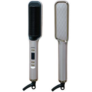 Stijltangborstel, stijltangkam voor dames, stijltangborstel, 4 snelheden, snelle verwarming en dubbele spanning, champagnekleur