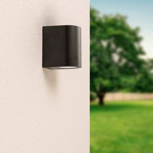 Alvin - LED Wandlamp Zwart - Dimbaar - Downlight - GU10 excl. lichtbron - IP44 - Spotlight voor binnen en buiten - Wandspot - Zwart - Polycarbonaat
