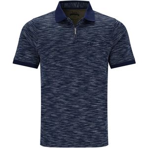 Hajo - Poloshirt Premium met rits - heren- donkerblauw gestreept - maat M