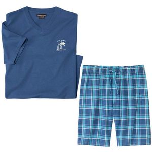 ATLAS FOR MEN - Zomerpyjama met ruitjes van katoenen Jersey - Heren - Verkrijgbaar in grote maten - M