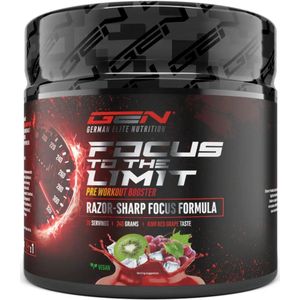 GEN Focus to the Limit – 240 g – Kiwi-Druif smaak – Pre-workout booster met 250 mg cafeïne, ginseng, rhodiola & ginkgo – Met B-vitaminen – Vegan & suikervrij