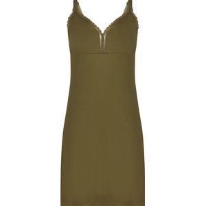 Ten Cate Dames Secrets Modal Jurk V-Neck Lace Olive Green M