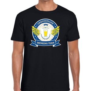 Zwart vrijgezellenfeest drinking team t-shirt heren met blauw en geel -  Vrijgezellen team kleding mannen L