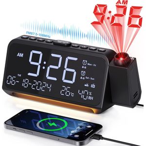 Solacis Wekkerradio Met Projectie - Wekkerradio - Digitale wekker - Wekkerradio kinderen - Wekker met projectie op plafond - Must have!