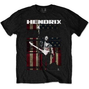 Jimi Hendrix - Peace Flag Heren T-shirt - S - Zwart