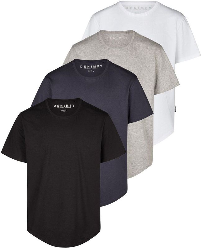 DENIMFY Heren T-Shirt DFPaco 4 Pack Set regular fit Veelkleurig S Ronde Hals Volwassenen