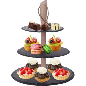 High tea etagere - 3-laags - leisteen - 30 cm