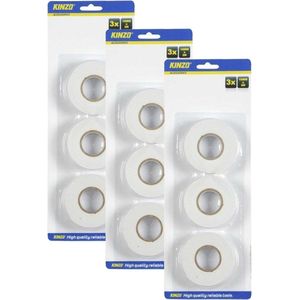 Kinzo Dubbelzijdig tape/plakband - wit - set met 9x rollen - Knutsel & hobby materiaal