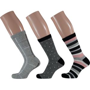 Apollo - Fashion dames sokken stripes assorti kleuren (2 x 3 paar) 35/42