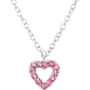 Amanto Kids Ketting Cheneal P - 925 Zilver E-Coating - Hart - 6x6mm - 39cm