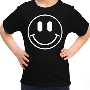 Bellatio Decorations Verkleed shirt meisjes - smiley - zwart - carnaval - feestkleding voor kinderen 158/164