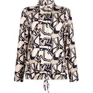 Zoso Blouse Edith Allover Printed Blouse 241 1215/0007 Navy/ivory/sand Dames Maat - S