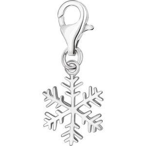 Quiges – 925 - Zilver – Charm - Bedel - Hanger - 3D Winter Sneeuwvlok - met – sterling - zilver - karabijnslot - geschikt - voor - Zinzi, Thomas – Sabo - Ti Sento - Bedelarmband HC166