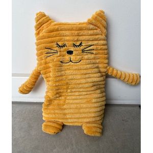 Inwolino warmteknuffel kat / poes 27 cm die in de magnetron opgewarmd kan worden - magnetronknuffel poes - opwarmknuffel warmie kat - knuffel kat - knuffel poes geel