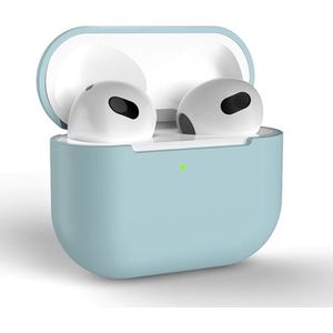 Hoesje in het licht blauw geschikt voor Apple AirPods 3 - TCH - Beschermhoes - Siliconen - Case - Soft case - Mint - Blauw