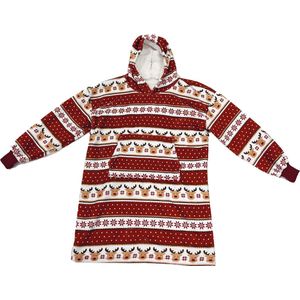 ROWEN - hoodie 70x110 cm - volwassenen - hoodie deken - kerst - Biking Red - rood