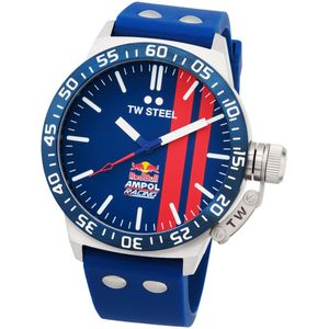 TW Steel TWCS110 Canteen Heren Horloge - Mineraalglas - Staal/Silicone - Blauw/Zilverkleurig - 45 mm breed - Quartz - Gesp - 10 ATM (zwemmen)