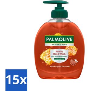 15 x Palmolive - Hygiëne Plus Family - Handzeep Met Pomp - Voor het Hele Gezin - 300 ml - Huidvriendelijk - Dermatologisch Getest - Pompflacon - 300 Ml