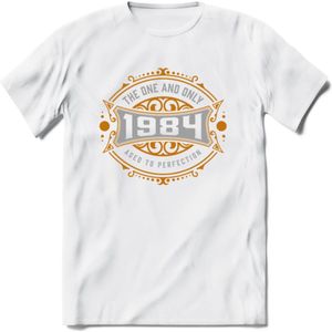 1984 The One And Only T-Shirt | Goud - Zilver | Grappig Verjaardag  En  Feest Cadeau | Dames - Heren | - Wit - 3XL