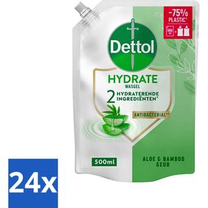 Dettol - Handzeep Navulling - Hydrate - Aloë Vera & Bamboe - 500 ml - Voordeelverpakking - 24 stuks