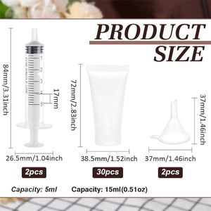 Lege plastic lotionbuizen - set van 30 - 15 ml - inclusief trechters en spuiten