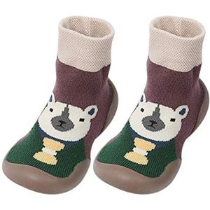 Antislipsokken voor babyjongens en -meisjes, pasgeboren sokken, babysokken, winterschoenen, mocassinlaarzen, rubberen zool (binnenbeenlengte 12,5 cm)