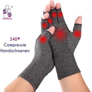 S4D® - Reuma Compressie Handschoenen - Verlichting van Artritis en Reumatische Pijn - Open vingertoppen - Maat L